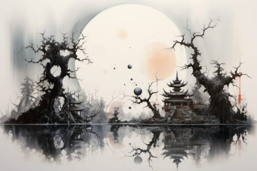 In the realm of fantasy, cursed mirror spirits are bound, their ethereal existence trapped within reflective surfaces.
