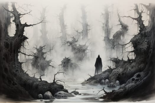 Deep within the mystical woodland realms of fantasy, ancient forest spirits stand as silent sentinels, their ethereal presence a testament to the wisdom and magic of the natural world.