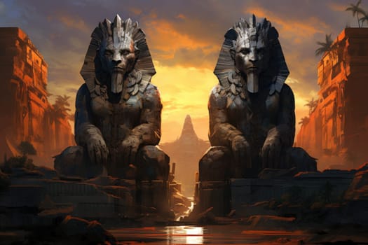 Delve into a realm of mystery and intrigue, where enigmatic sphinxes reign as guardians of ancient secrets.