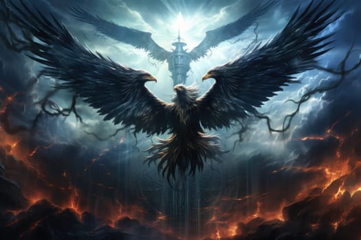 In the realm of fantasy, the skies are home to ferocious thunder hawks, majestic creatures that command the elements.