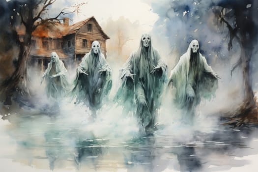 In the realm of fantasy, haunting ghostly apparitions are ethereal beings that exist between the world of the living and the realm of the dead.
