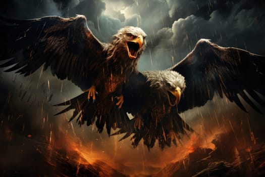 In the realm of fantasy, the skies are home to ferocious thunder hawks, majestic creatures that command the elements.
