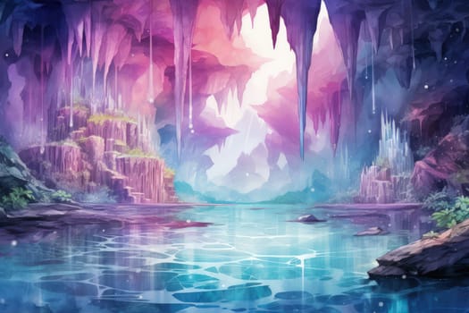 Enter a realm of enchantment where fantasy comes to life. Behold the mesmerizing sight of harmonious waterfalls adorned with radiant crystals.