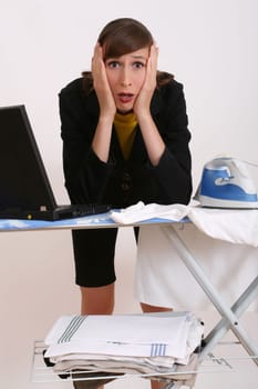 business woman by housework