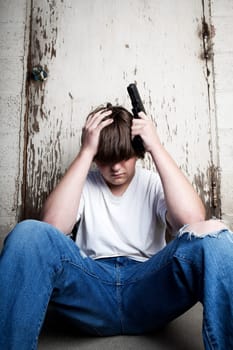 depression - teen with handgun