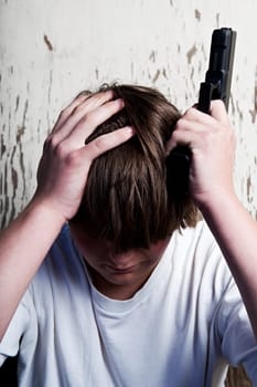 depression - teen with gun
