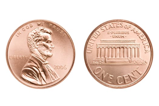 penny coins macro isolated