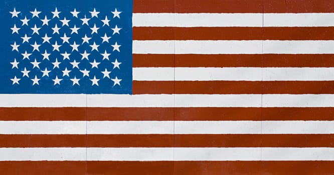 american flag painted on wall