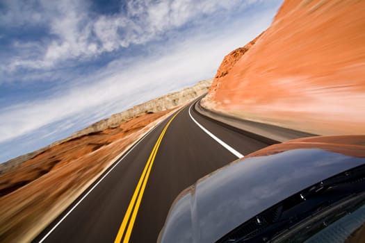 car driving with motion blur
