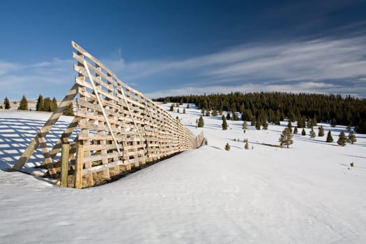snow fence in winter
