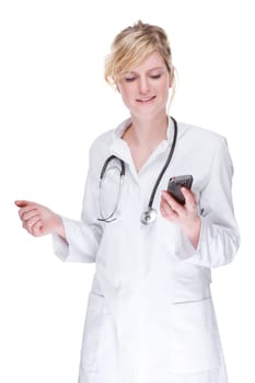 Young female doctor using a smartphone