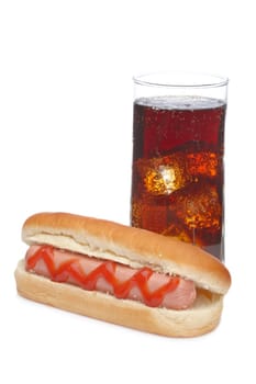 Hot dog and soda glass