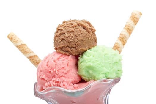 Multi flavor ice cream glass
