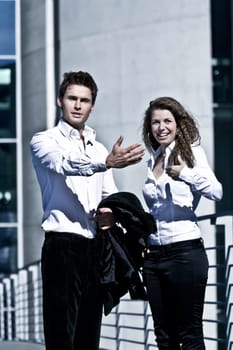 Corporate Man And Woman Outdoor