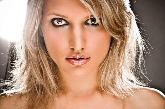 Closeup Portrait Of A Beautiful Blond Woman