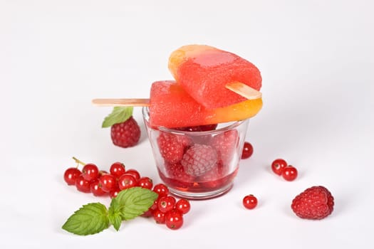 Water ice cream with fruit