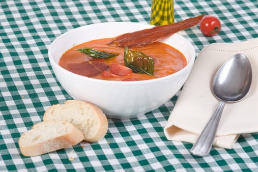 Tomato soup with bacon