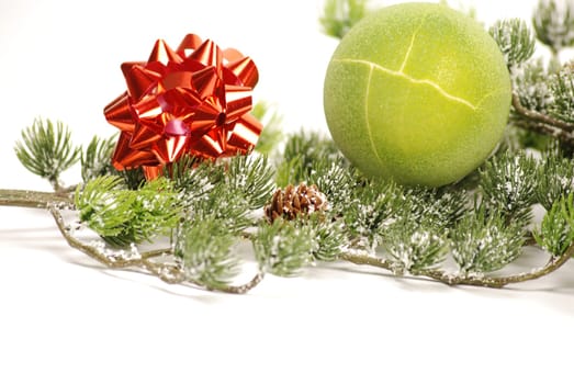 Christmas branch with poinsettia