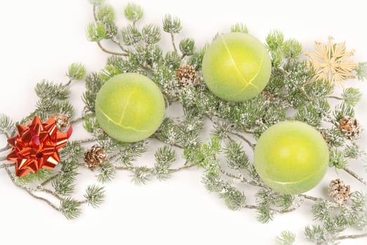 Fir branch with Christmas baubles