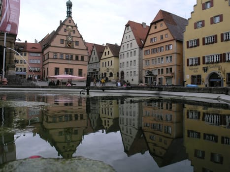 Fountain reflection in Rothenburg