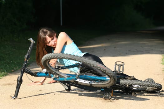 accident on the road with biker