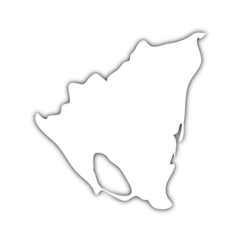 map of nicaragua with shadow