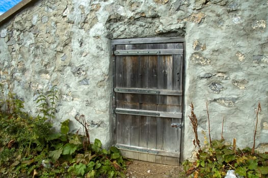 old weathered wooden door