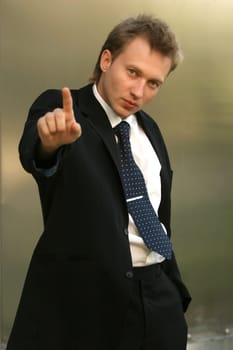 man pointing the finger