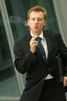businessman smoking outdoor