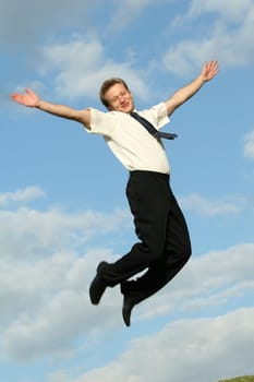 happy jumping businessman