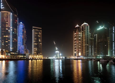 Marina in Dubai at night