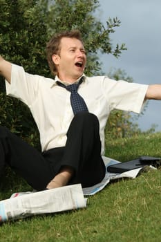 drunken businessman woke up