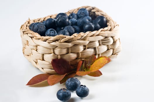 Blueberries in a raffia basket