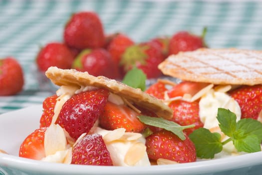 Two strawberry waffles