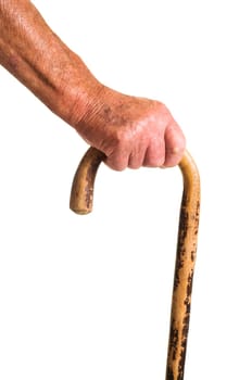 Man holding walking stick