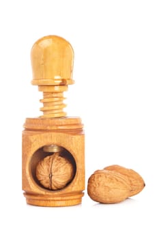Walnuts and wood nutcracker