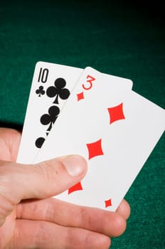 Cards in hand totalling 13