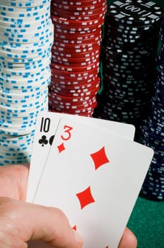 Cards in hand totalling 13