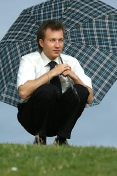man with umbrella