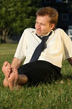 relaxing in park