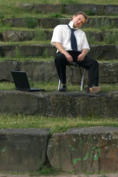 businessman on the steps