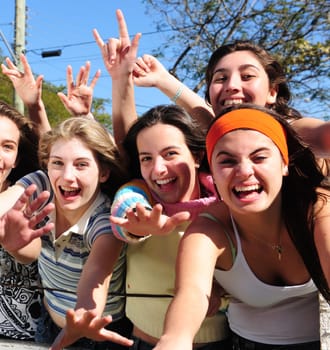 enthusiastic girls screaming and cheering