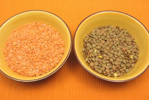 Two ceramic bowls with lentils