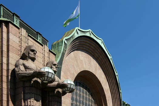 by E. Wikström at Helsinki Central Station. The station was designed by E. Saarinen and built with Finnish granite.
