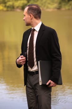 businessman in park
