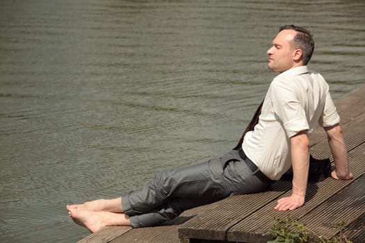 relaxing on the pier
