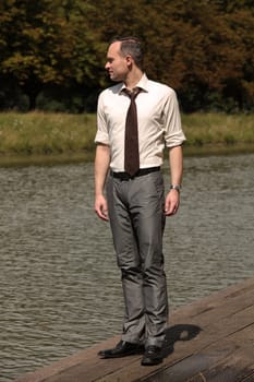 businessman on the pier