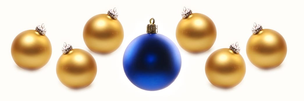 gold and blue Christmas baubles