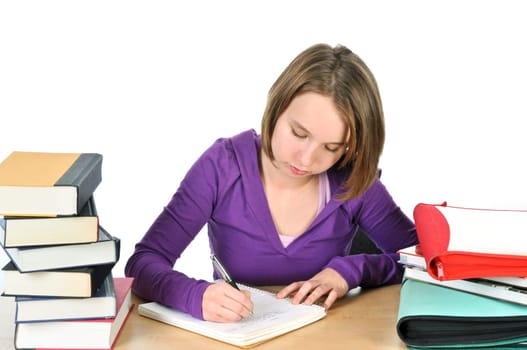 Teenage girl studying