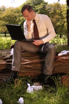 businessman working on laptop